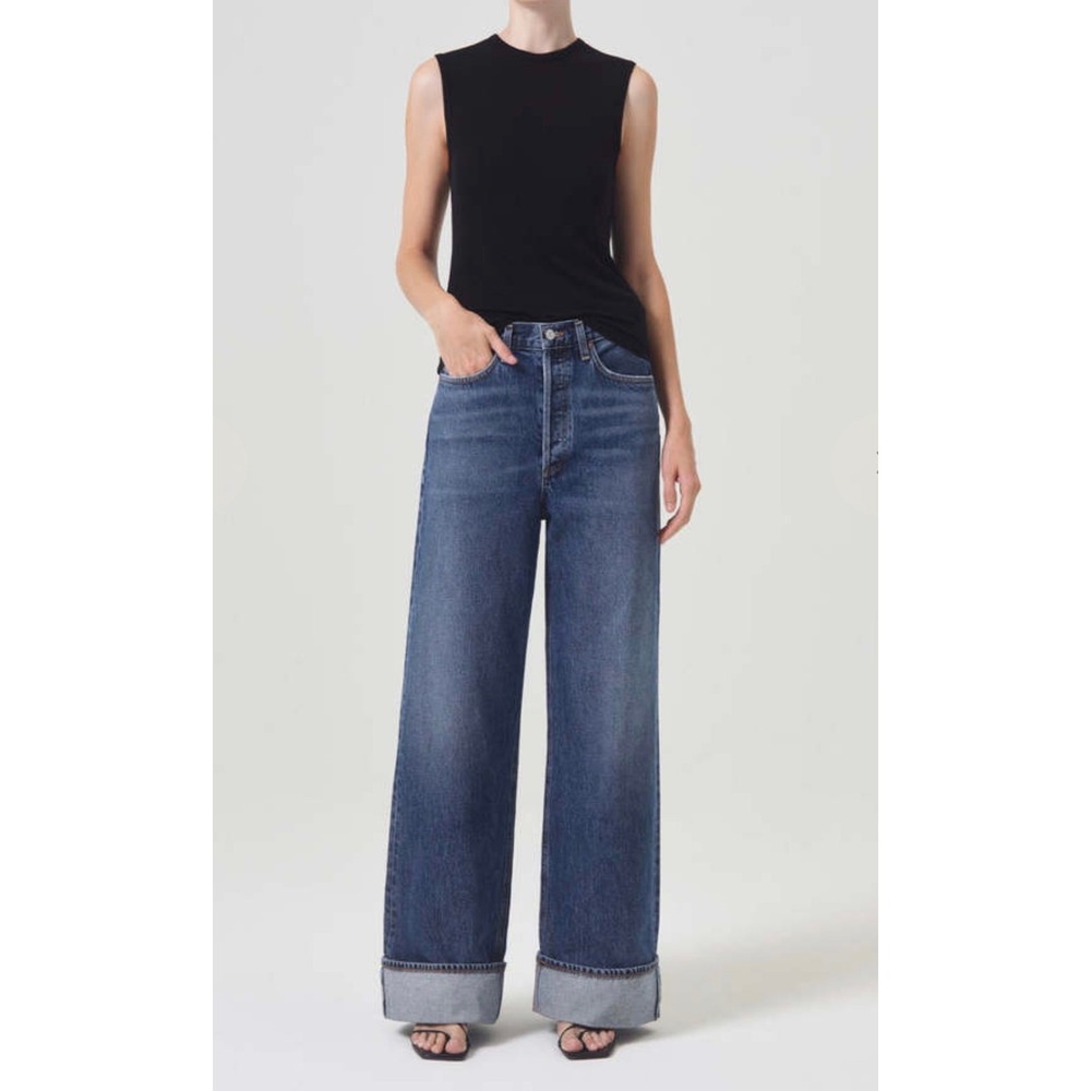 AGOLDE Jeans Dame High Rise Wide Leg Organic Cotton Blue Womens 32